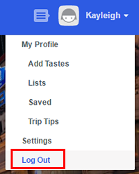 Click log out from the profile picture drop-down menu to sign out of your Foursquare account.