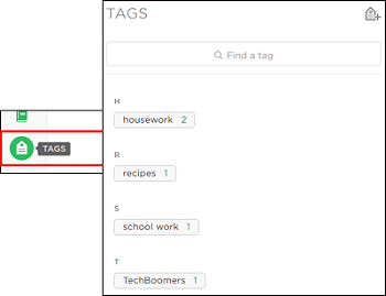 Add tags to your notes to find them easily in the future