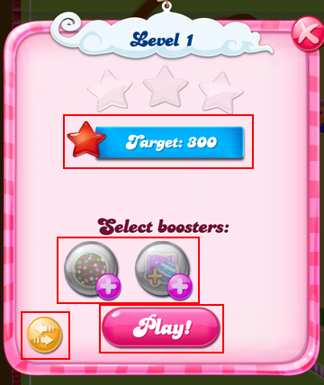 How to use the level setup screen for Candy Crush Saga