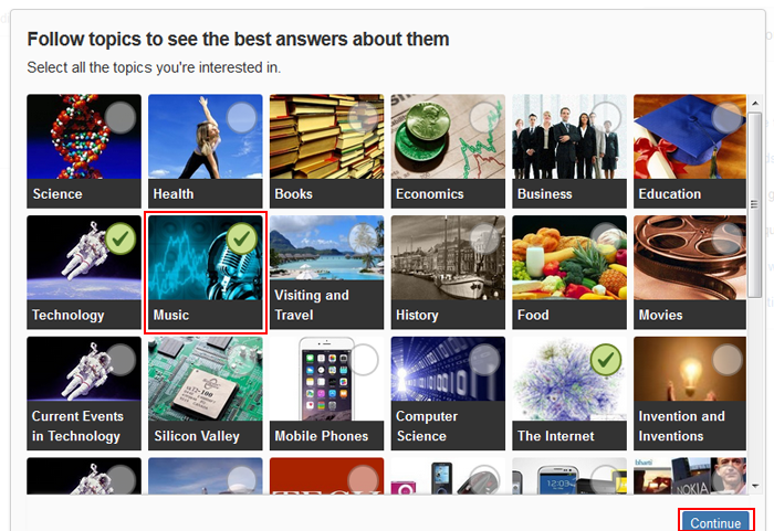 How to select topics on Quora that interest you