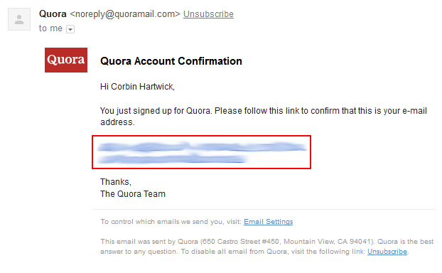 How to confirm your email address for Quora