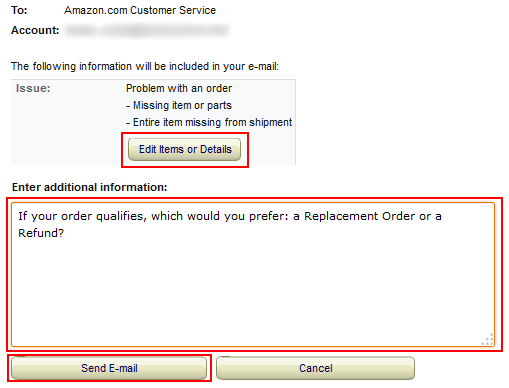 Contact Amazon by email