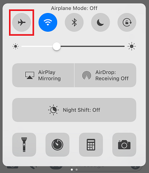 Tap to disable Airplane Mode setting