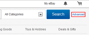 eBay advanced search button