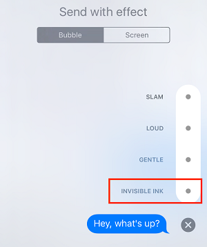 Invisible Ink button