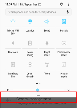 Android control pull-down menu
