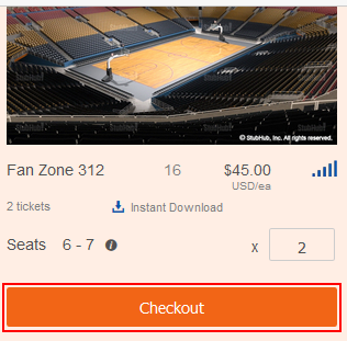 Select a ticket package on StubHub