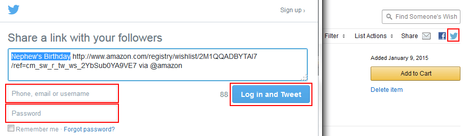 Share Amazon Wish List with Twitter