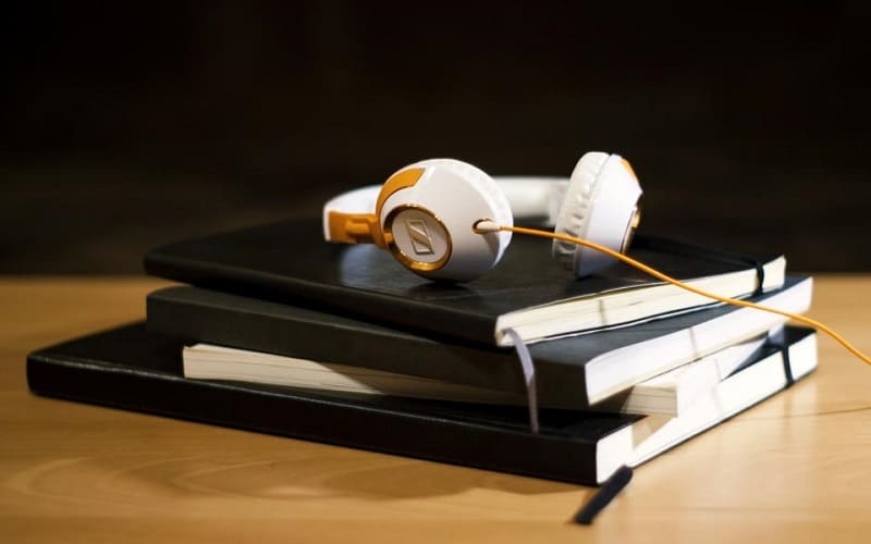 Headphones on books