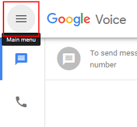 Main menu in Google Voice