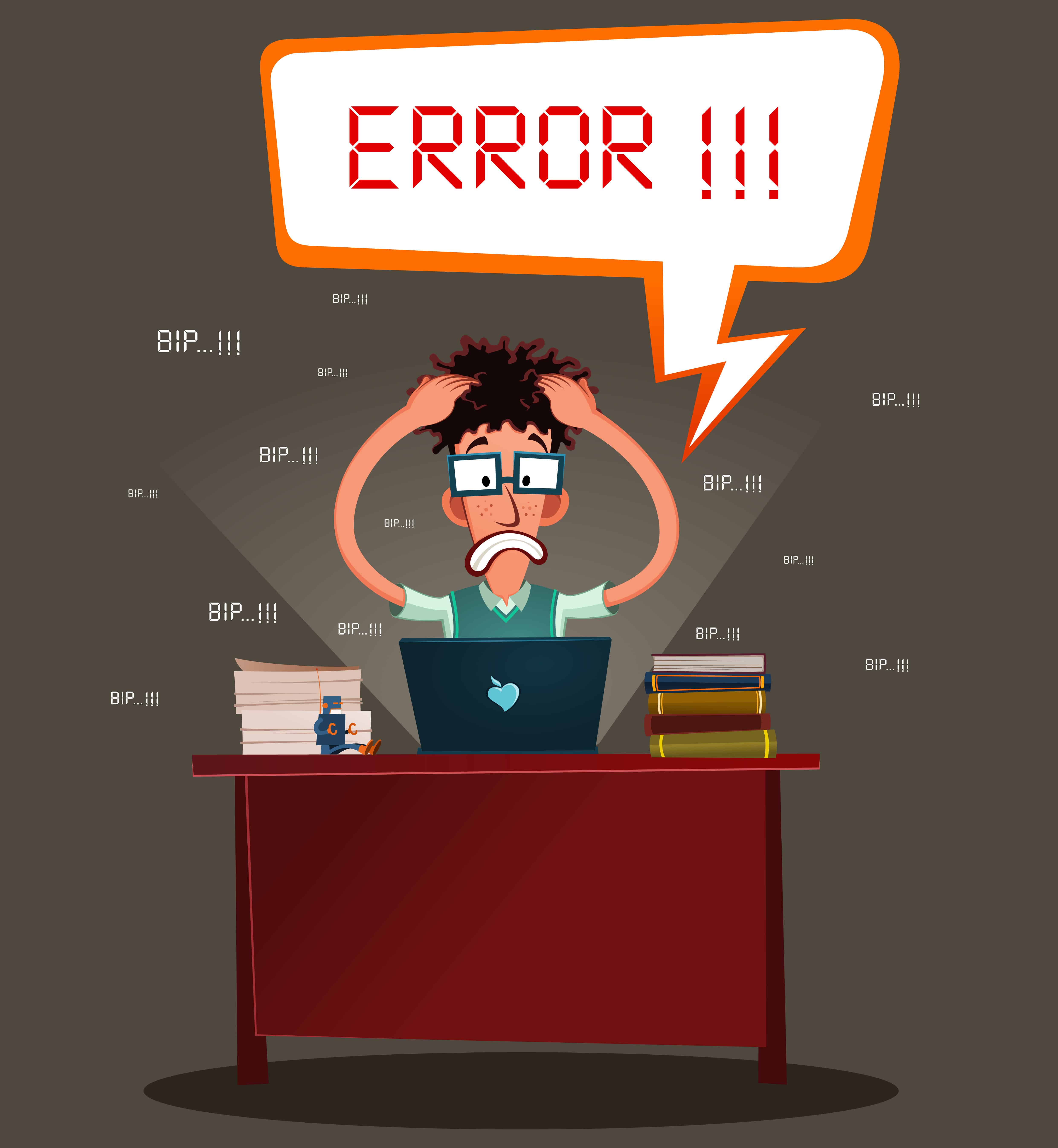 A computer beeping as it experiences an error