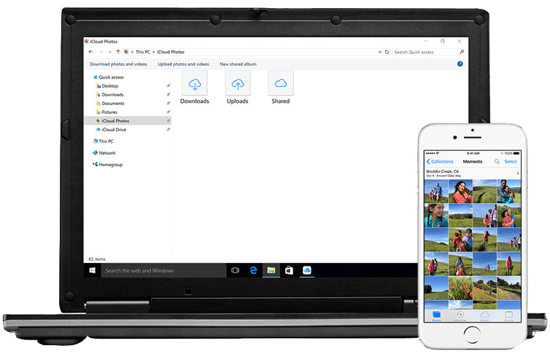 iCloud, the iOS and MacOS file management service, on a Windows computer