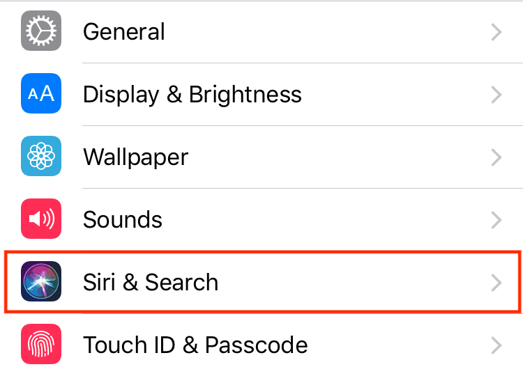 Edit Siri and search settings for your iOS device