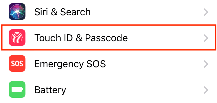 Modify your iOS device's touch ID and passcode settings