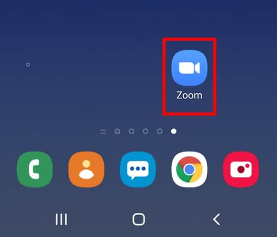 Android home screen with Zoom app icon