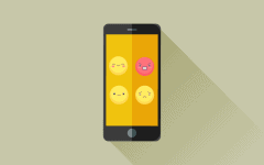 A smartphone screen with multiple emojis conveying different emotions