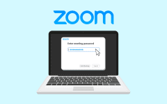 Zoom displayed on a computer along with a password field