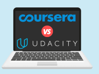 Laptop displaying ‘Udacity vs. Coursera’